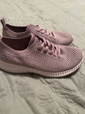 Light Purple Knit Lace-Up Women's Sneakers